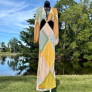 Jen's Pirate Booty Sonora Dress Daydream Patchwork Cut Out Boho Maxi Size M EUC
